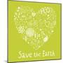 Save the Earth. Concept Ecology Wallpaper Made of Environment Symbols in Vector-smilewithjul-Mounted Art Print