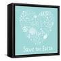 Save the Earth. Ecology Concept Card in Cartoon Style. Romantic Concept Background Made of Bicycle,-smilewithjul-Framed Stretched Canvas