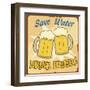 Save Water Drink Beer Vintage Poster-radubalint-Framed Art Print