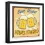 Save Water Drink Beer Vintage Poster-radubalint-Framed Art Print