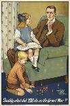 Daddy, What Did YOU Do in the Great War ?' a Patriotic Poster Depicting a Father and Is Family-Savile Lumley-Stretched Canvas