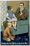 Daddy, What Did YOU Do in the Great War ?' a Patriotic Poster Depicting a Father and Is Family-Savile Lumley-Framed Stretched Canvas