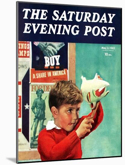 "Saving for War Bonds," Saturday Evening Post Cover, May 2, 1942-Preston Duncan-Mounted Giclee Print