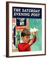 "Saving for War Bonds," Saturday Evening Post Cover, May 2, 1942-Preston Duncan-Framed Giclee Print