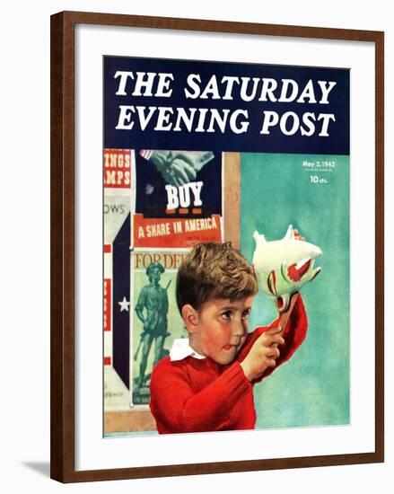 "Saving for War Bonds," Saturday Evening Post Cover, May 2, 1942-Preston Duncan-Framed Giclee Print