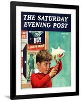 "Saving for War Bonds," Saturday Evening Post Cover, May 2, 1942-Preston Duncan-Framed Giclee Print