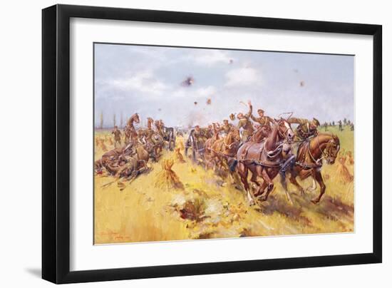 Saving the Guns at Le Cateau, 1969-Terence Cuneo-Framed Giclee Print