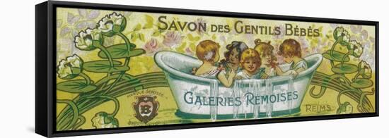 Savon Des Gentils Bebes Soap Label - Reims, France-Lantern Press-Framed Stretched Canvas