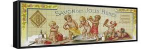 Savon Des Jolis Bebes Soap Label - Paris, France-Lantern Press-Framed Stretched Canvas