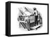 Saw Gin for Cleaning Cotton Being Operated by Barefoot Black Labourer, Southern USA, 1865-null-Framed Stretched Canvas