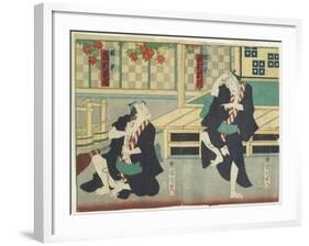 Sawamura Tossho II as Kinohei and Ichimura Kakitsu I as Kippei, May 1865-Toyohara Kunichika-Framed Giclee Print