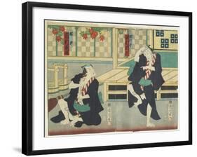 Sawamura Tossho II as Kinohei and Ichimura Kakitsu I as Kippei, May 1865-Toyohara Kunichika-Framed Giclee Print