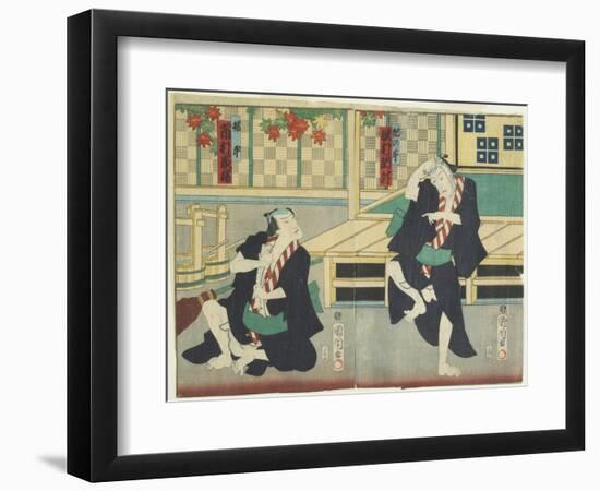 Sawamura Tossho II as Kinohei and Ichimura Kakitsu I as Kippei, May 1865-Toyohara Kunichika-Framed Giclee Print