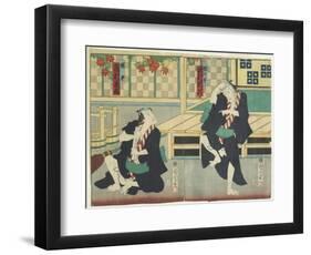 Sawamura Tossho II as Kinohei and Ichimura Kakitsu I as Kippei, May 1865-Toyohara Kunichika-Framed Giclee Print