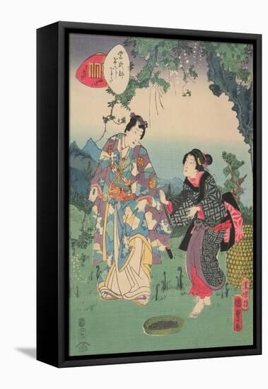 Sawarabi, No. 48 in the Series, 'Murasaki Shikibu Genji Cards', 1857-Utagawa Kunisada II-Framed Stretched Canvas