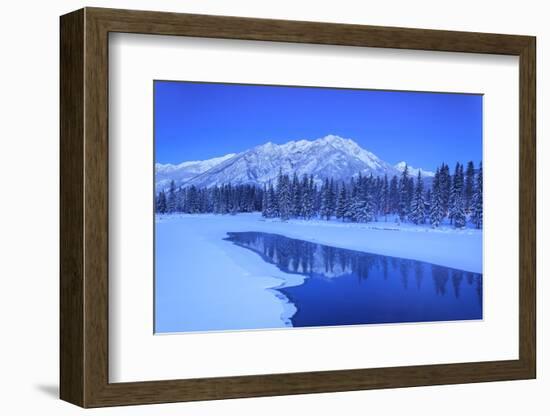 Sawback Range reflecting in Bow River near town of Banff, Canadian Rockies, Alberta, Canada-Stuart Westmorland-Framed Photographic Print