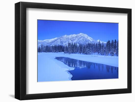 Sawback Range reflecting in Bow River near town of Banff, Canadian Rockies, Alberta, Canada-Stuart Westmorland-Framed Photographic Print