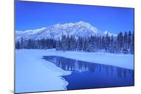 Sawback Range reflecting in Bow River near town of Banff, Canadian Rockies, Alberta, Canada-Stuart Westmorland-Mounted Photographic Print