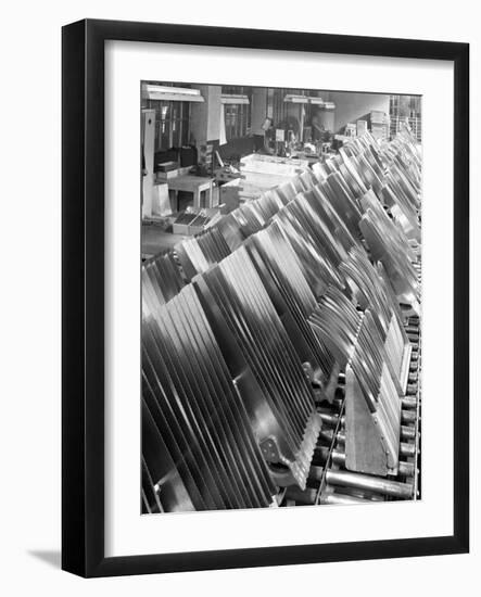 Saws in Racks Ready for Distribution, Spear and Jackson, Sheffield, South Yorkshire, 1966-Michael Walters-Framed Photographic Print