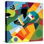 Sax Player, Abstract Cubic Jazz Band (Vector Art)-ad_krikorian-Stretched Canvas
