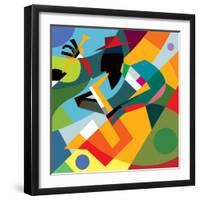 Sax Player, Abstract Cubic Jazz Band (Vector Art)-ad_krikorian-Framed Photographic Print
