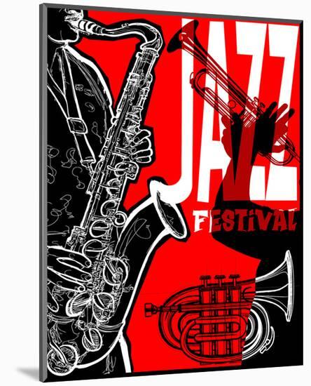 Saxaphone Jazz Festival Poster-null-Mounted Art Print