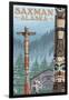 Saxman, Alaska - Totem Scene-Lantern Press-Framed Art Print