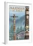 Saxman, Alaska - Totem Scene-Lantern Press-Framed Art Print