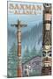 Saxman, Alaska - Totem Scene-Lantern Press-Mounted Art Print