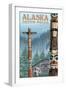 Saxman Totem Village, Ketchikan, Alaska-Lantern Press-Framed Art Print