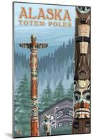 Saxman Totem Village, Ketchikan, Alaska-Lantern Press-Mounted Art Print