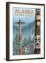 Saxman Totem Village, Ketchikan, Alaska-Lantern Press-Framed Art Print