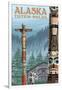 Saxman Totem Village, Ketchikan, Alaska-Lantern Press-Framed Art Print