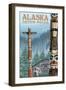 Saxman Totem Village, Ketchikan, Alaska-Lantern Press-Framed Art Print