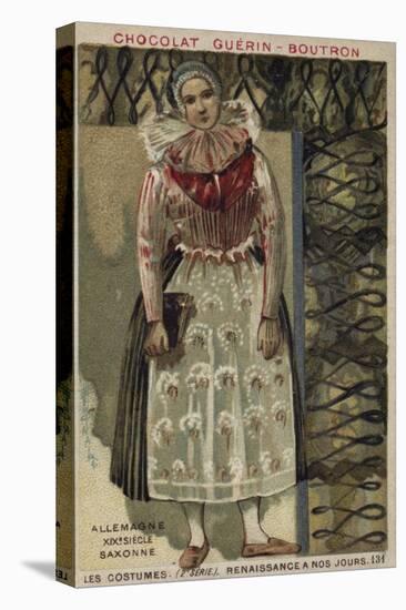 Saxon Woman's Costume, Germany, 19th Century-null-Stretched Canvas