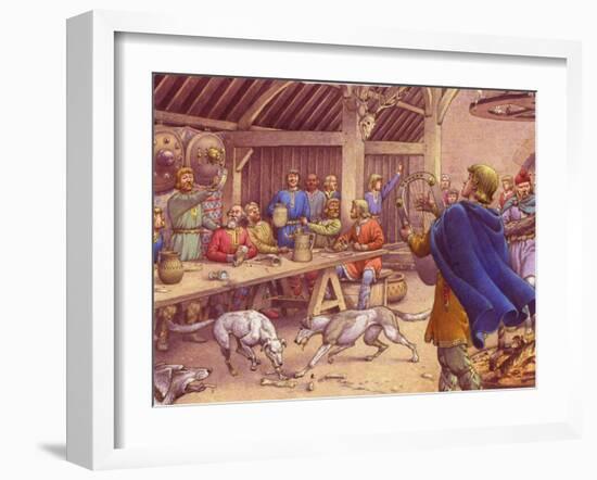 Saxons Carousing in a Typical Wood-Built Hall-Pat Nicolle-Framed Giclee Print