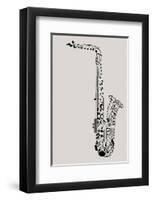 Saxophone of Musical Symbols-null-Framed Art Print
