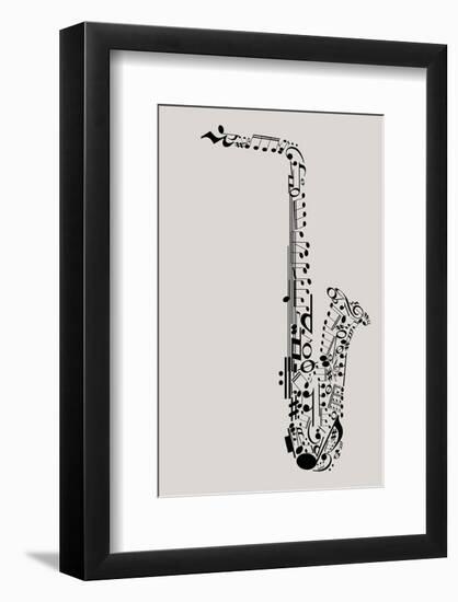 Saxophone of Musical Symbols-null-Framed Art Print