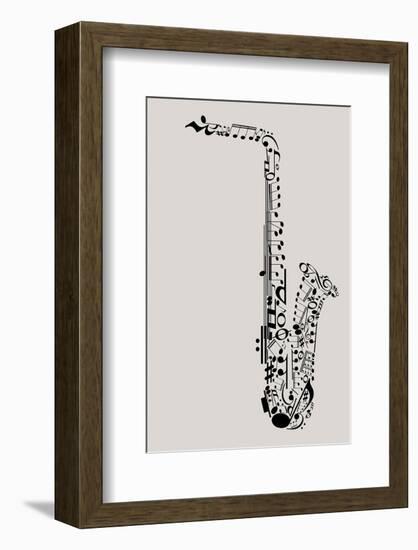 Saxophone of Musical Symbols-null-Framed Art Print