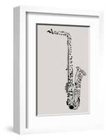 Saxophone of Musical Symbols-null-Framed Art Print