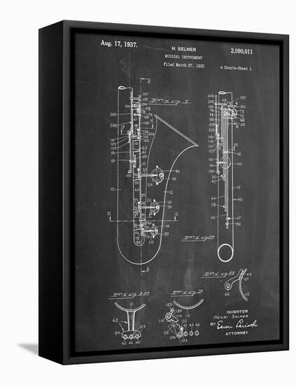 Saxophone Patent-null-Framed Stretched Canvas