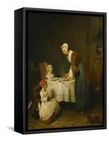 Saying Grace, (La Benedicite), Salon of 1740-Jean-Baptiste Simeon Chardin-Framed Stretched Canvas