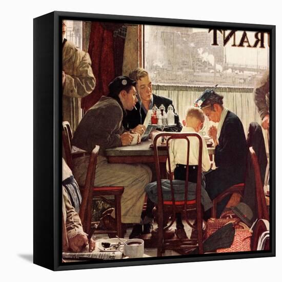 "Saying Grace", November 24,1951-Norman Rockwell-Framed Stretched Canvas