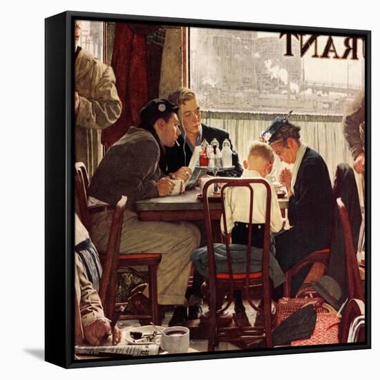 "Saying Grace", November 24,1951-Norman Rockwell-Framed Stretched Canvas