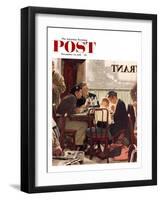 "Saying Grace" Saturday Evening Post Cover, November 24,1951-Norman Rockwell-Framed Giclee Print