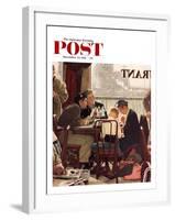 "Saying Grace" Saturday Evening Post Cover, November 24,1951-Norman Rockwell-Framed Giclee Print