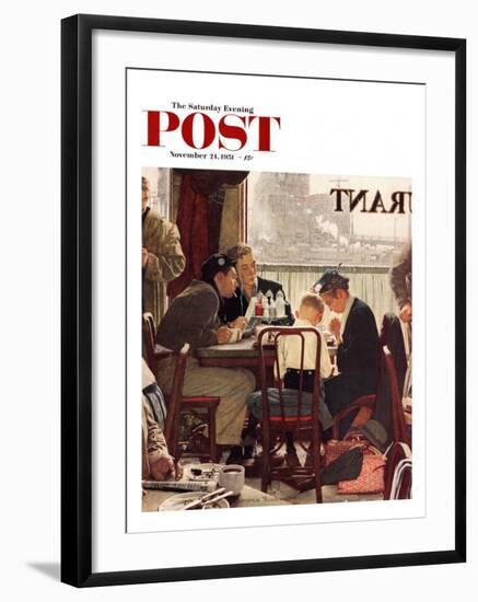 "Saying Grace" Saturday Evening Post Cover, November 24,1951-Norman Rockwell-Framed Giclee Print