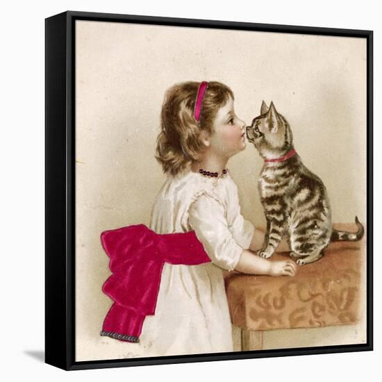 Saying Hello to Kitty-null-Framed Stretched Canvas
