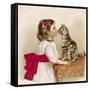 Saying Hello to Kitty-null-Framed Stretched Canvas