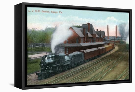 Sayre, Pennsylvania - Lehigh Valley Railroad Station-Lantern Press-Framed Stretched Canvas